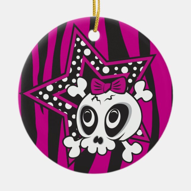 Adorno De Cerámica Girlie Emo Skull (Frente)