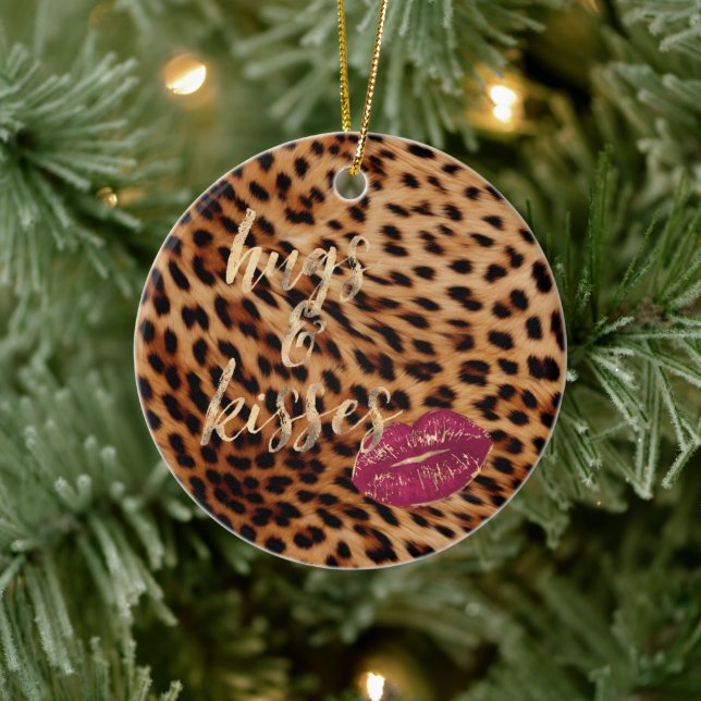 Adorno De Cerámica Girly Glam Leopard abrazos y besos (Árbol)