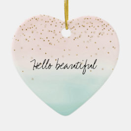 Adorno De Cerámica Girly Glam Rubor Pink Mint Gold Sparkle Confetti