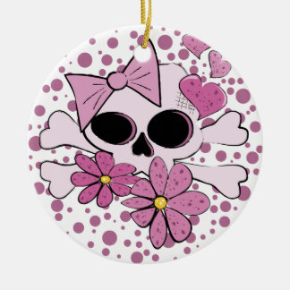 Adorno De Cerámica Girly Punk Skull