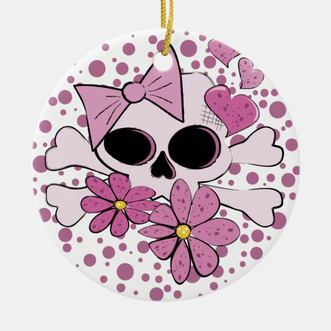 Adorno De Cerámica Girly Punk Skull (Frente)
