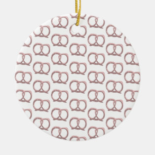 Adorno De Cerámica Giro de Pretzel Salado Patrón Rosa