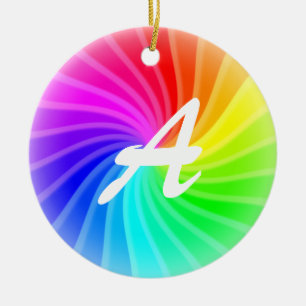 Adorno De Cerámica Giro del arcoiris monogramado