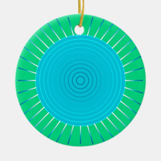 Adorno De Cerámica Giro geométrico moderno - azul y verde jade (Frente)