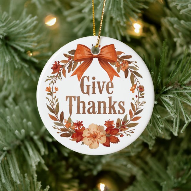 Adorno De Cerámica Give Thanks (Árbol)