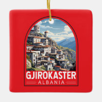 Gjirokaster Albania Vintage de arte de viajes