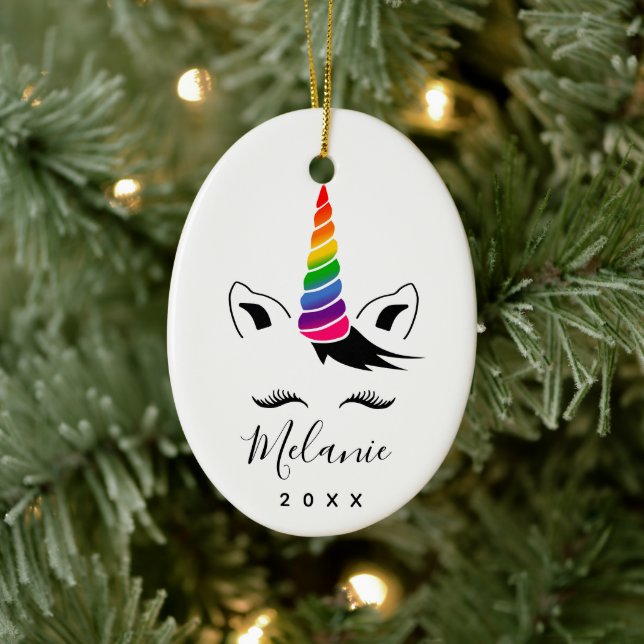 Adorno De Cerámica Glam Rainbow Unicorn (Árbol)