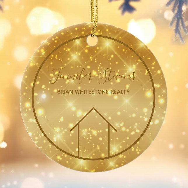 Adorno De Cerámica Glam Realtor Real Estate Gold Sparkle Navidades (Subido por el creador)