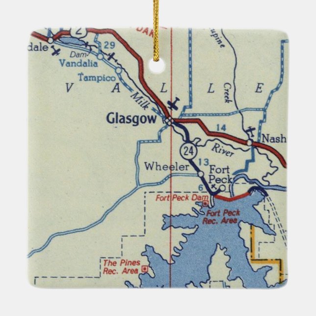 Adorno De Cerámica Glasgow MT Vintage Map (Reverso)