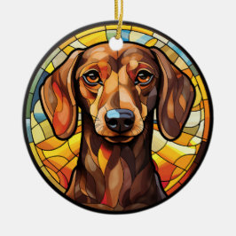 Adorno De Cerámica Glass Dachsund Dog