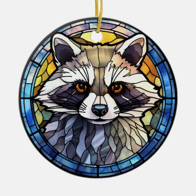 Adorno De Cerámica Glass Frisky Raccoon dulce (Frente)