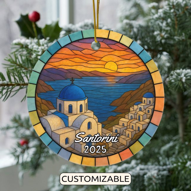 Adorno De Cerámica Glass Sangrado Personalizado Santorini, Grecia (Subido por el creador)
