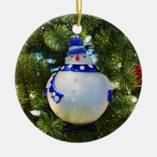 Adorno De Cerámica Glass Snowman Ornament