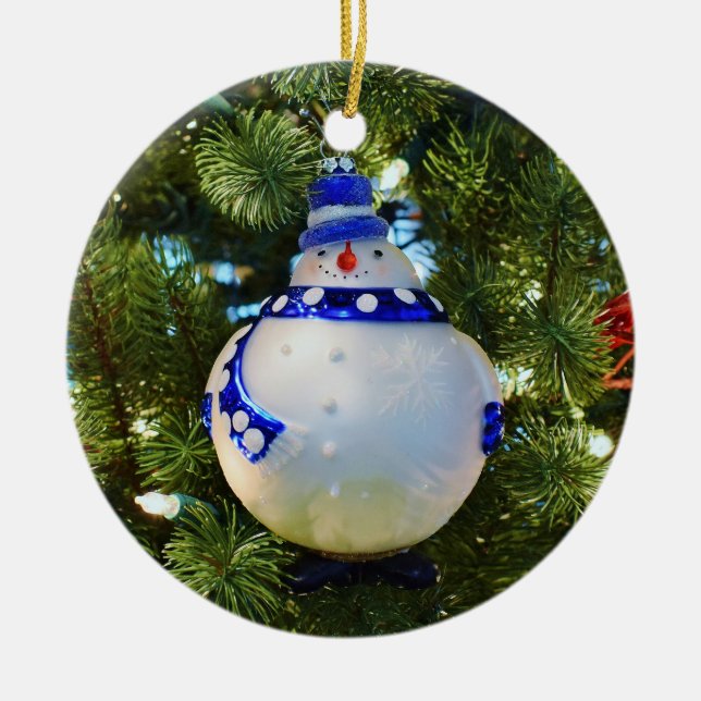 Adorno De Cerámica Glass Snowman Ornament (Frente)