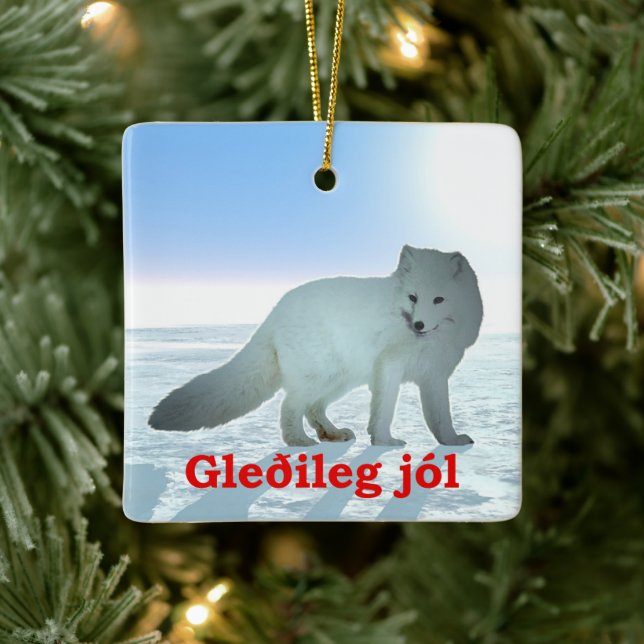 Adorno De Cerámica Gleðileg Jól - Fox Ártica (Árbol)