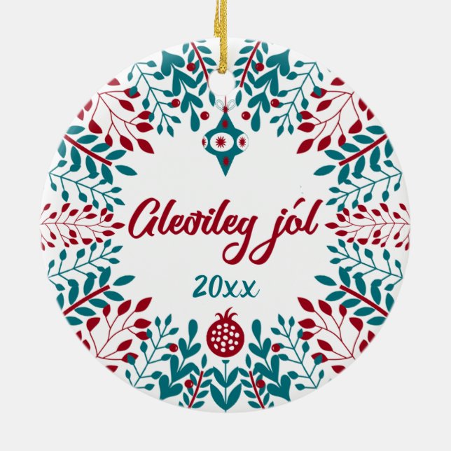 Adorno De Cerámica Gleðileg jól, Navidades islandeses saludan (Atrás)