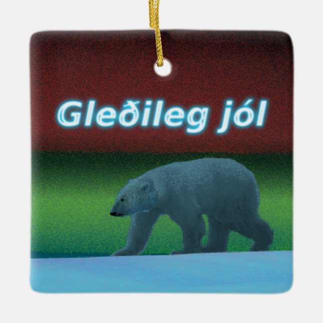Adorno De Cerámica Gleðileg Jól - Oso Polar (Anverso)