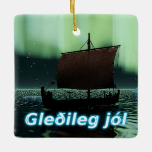 Adorno De Cerámica Gleðileg Jól - Viking Ship