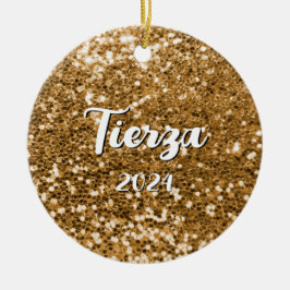 Adorno De Cerámica Glitter Personalizado Dorado Grueso
