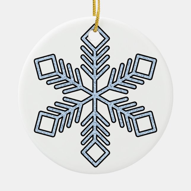 Adorno De Cerámica Glitter Snowflake - Baby Blue Branches (Frente)