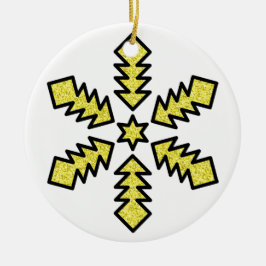 Adorno De Cerámica Glitter Snowflake - Yellow Star
