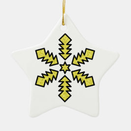 Adorno De Cerámica Glitter Snowflake - Yellow Star