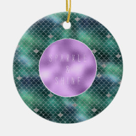 Adorno De Cerámica Glitz plateado del océano Verde azulado