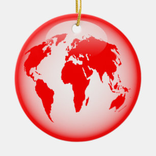 Adorno De Cerámica Globe rojo brillante