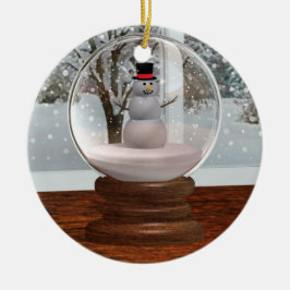 Adorno De Cerámica Globe Snowman Snow