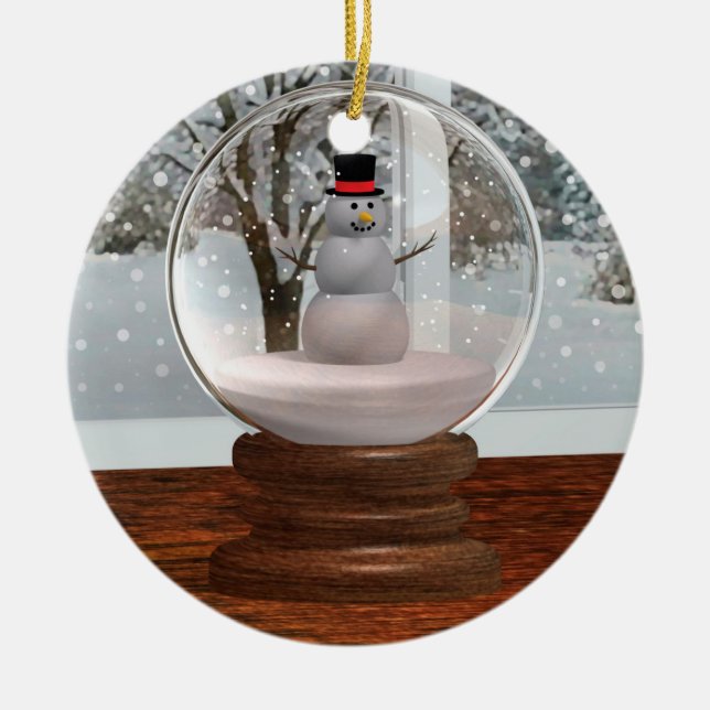 Adorno De Cerámica Globe Snowman Snow (Frente)