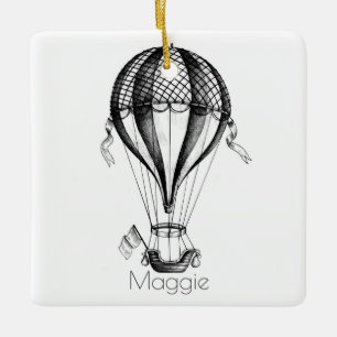 Adorno De Cerámica Globo aerostático vintage personalizado