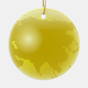 Adorno De Cerámica Globo de Asia del oro
