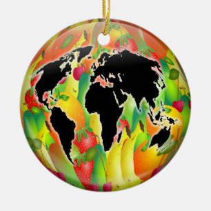 Adorno De Cerámica Globo de la fruta