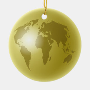 Adorno De Cerámica Globo del mundo del oro