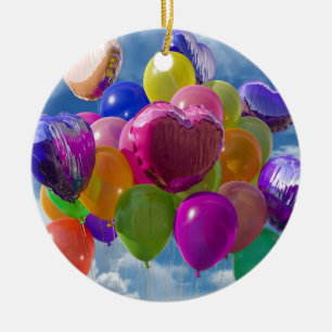 Adorno De Cerámica Globos arcoiris en las nubes