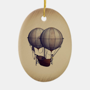Adorno De Cerámica Globos de aire caliente de Steampunk con barco