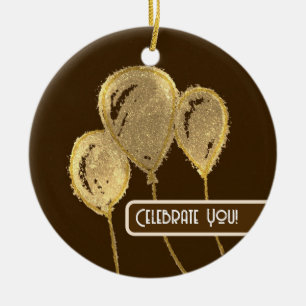 Adorno De Cerámica Globos de oro te celebran
