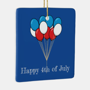Adorno De Cerámica Globos patrióticos de Blue White Red   Personaliza