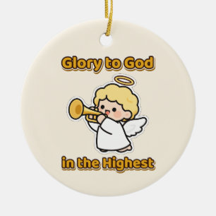 Adorno De Cerámica Gloria a Dios en lo más Alto Ángel de Navidad