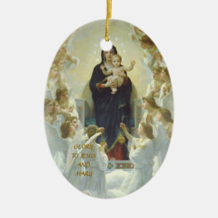 ADORNO DE CERÁMICA GLORIA A JESÚS Y MARÍA