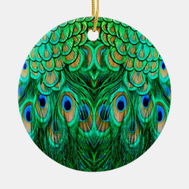Adorno De Cerámica Gloriosas plumas de pavo real (Frente)