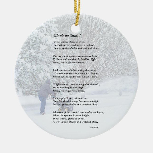 Adorno De Cerámica Glorioso poema estacional de nieve (Frente)