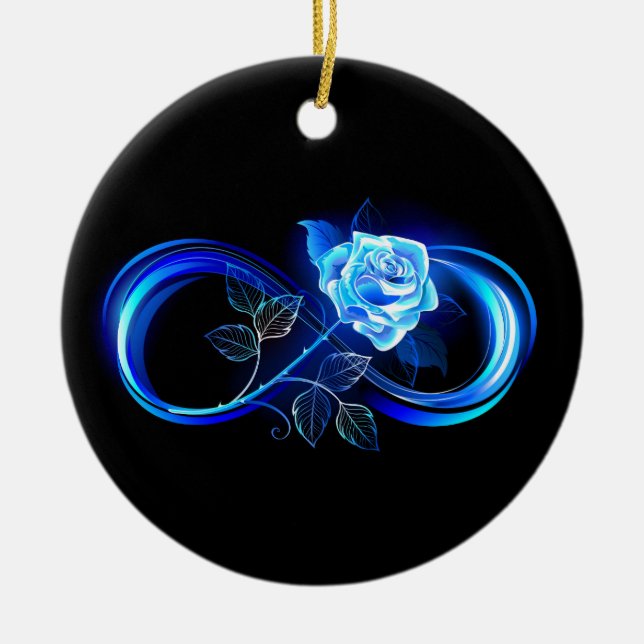 Adorno De Cerámica Glowing infinity with blue rose (Frente)