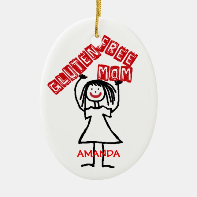 Adorno De Cerámica Gluten Free Mom Navidades (Frente)