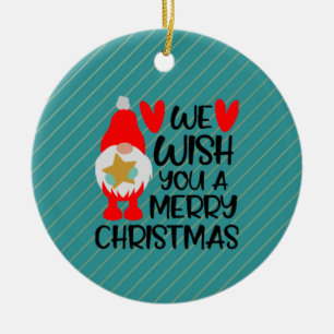 Adorno De Cerámica Gnome caprichoso - Corazones navideños felices