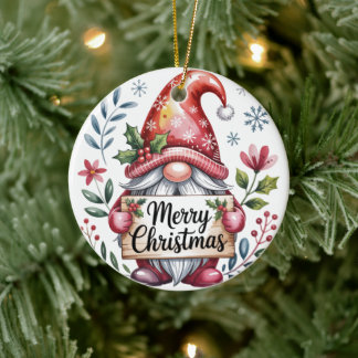 Adorno De Cerámica Gnome Christmas Blessings Merry Christmas Ornament