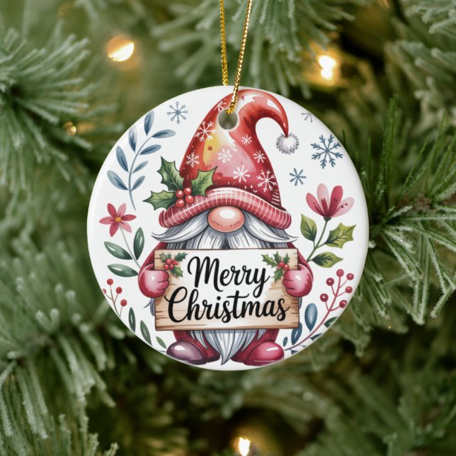 Adorno De Cerámica Gnome Christmas Blessings Merry Christmas Ornament (Árbol)
