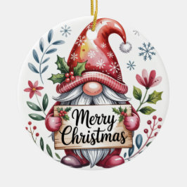 Adorno De Cerámica Gnome Christmas Blessings Merry Christmas Ornament