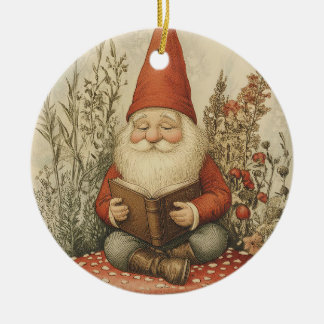 Adorno De Cerámica Gnome Christmas Ornament For Book Lovers