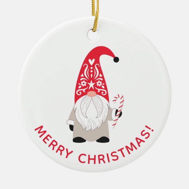 Adorno De Cerámica Gnome de Navidades personalizados personalizados (Frente)